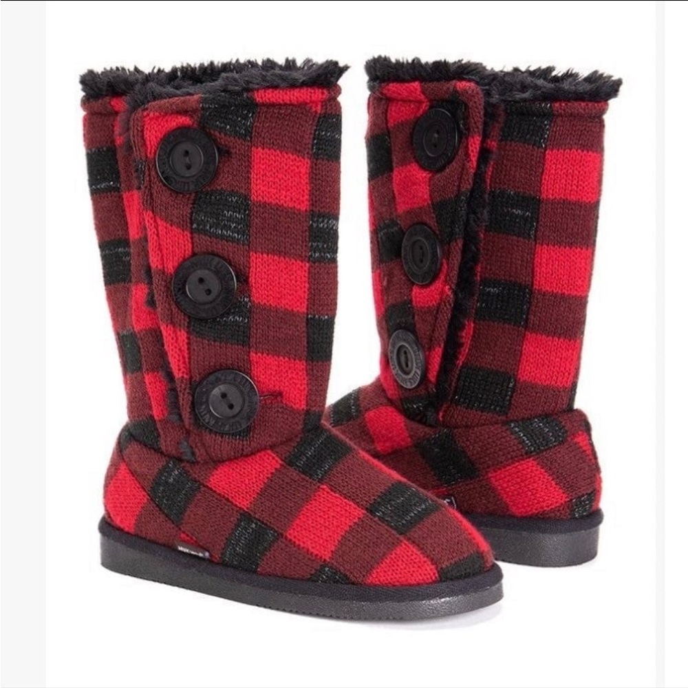 Muk Luks red plaid boots